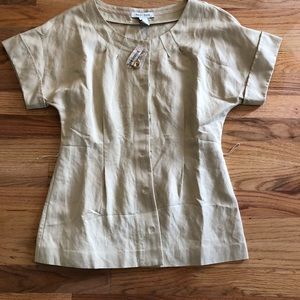Tan White House Black Market linen top size 4